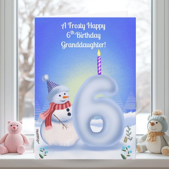 Cartão Granddaughter 6th Birthday Snowman Snowy  (Criador carregado)