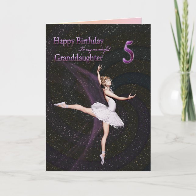 Cartão Granddaughter age 5, a ballerina birthday card (Frente)