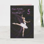 Cartão Granddaughter age 5, a ballerina birthday card<br><div class="desc">A beautiful ballerina dancing on a birthday card for a Granddaughter</div>