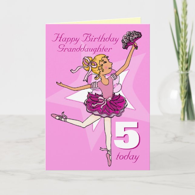Cartão Granddaughter ballerina birthday pink age card (Frente)