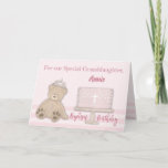 Cartão Granddaughter Baptism Birthday Custom Name Pink<br><div class="desc">Celebrate your granddaughter’s Baptism Birthday with this sweet pink card. A teddy bear is wearing a tiara,  sitting next to a pink cake. The cake has a cross in the icing,  with the words Baptism Birthday underneath. Personalize with the name of your granddaughter for a wonderful keepsake card!</div>