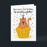 Cartão granddaughter birthday card with ginger cupcake ca<br><div class="desc">granddaughter birthday card with ginger cupcake cat</div>