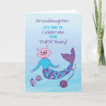 Cartão Granddaughter Birthday Purrmaid w/ Sparkly Glitter<br><div class="desc">Your granddaughter will love this purrmaid card for her birthday! A cat on a mermaid body meets for this cute ocean mythical creature.</div>