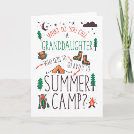 Cartão Granddaughter Funny Summer Camp Orange Green Brown