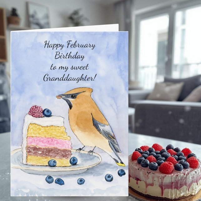 Cartão Granddaughter Happy February Birthday Bird (Criador carregado)