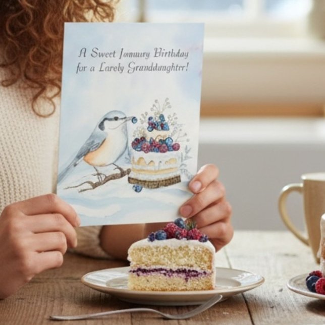 Cartão Granddaughter Happy January Birthday Birds (Criador carregado)