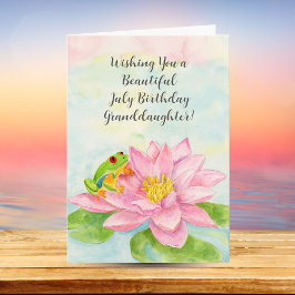 Cartão Granddaughter Happy July Birthday with Waterlily