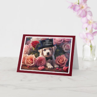 Cartão Granddaughter Happy Valentine's Day with Cute Pup