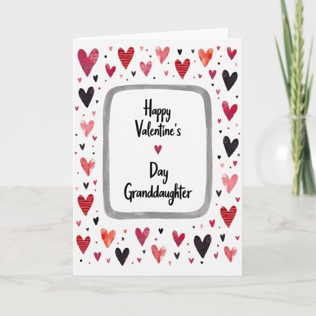 Cartão Granddaughter Hearts Valentines Day Card (Frente)