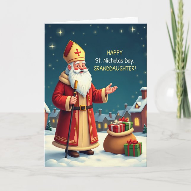 Cartão Granddaughter St Nicholas Day Smiles Warm Wishes (Frente)