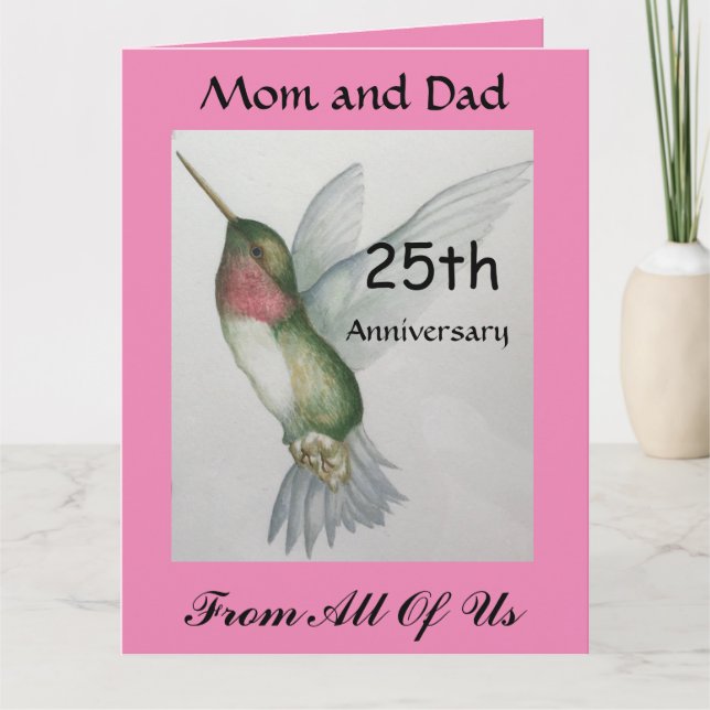 Cartão Grande 25 Aniversário Mãe Pai De Todos Os Pássaros (Frente)