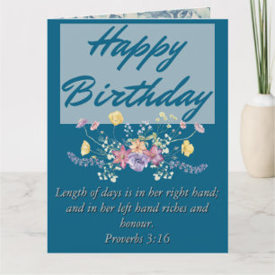 Cartão Grande Aniversário Mamãe Azul Floral Texto Escritu