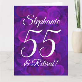 Cartão Grande Aposentação Feliz 55 Roxo Elegante