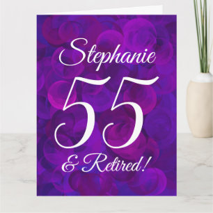 Cartão Grande Aposentação Feliz 55 Roxo Elegante