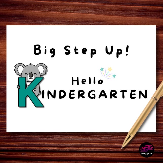 Cartão Grande Avanço Olá Graduação de Jardim de Infância (Big step up—hello kindergarten! 🎓🐨)