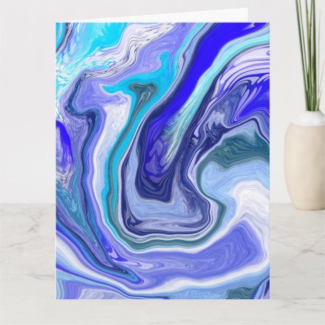 Cartão Grande Azul e Branco Marble Aniversário (Frente)