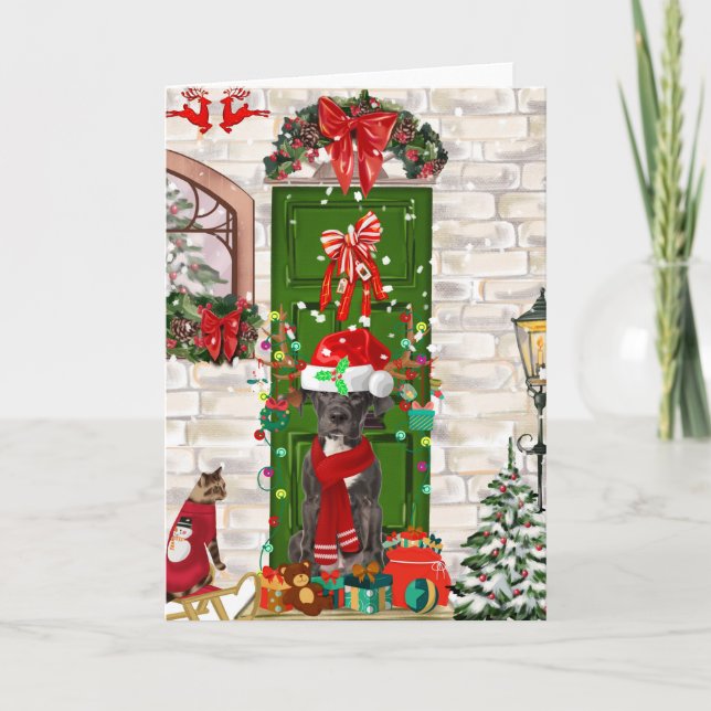 Cartão Grande Cão Dinamarquês Natal   (Frente)