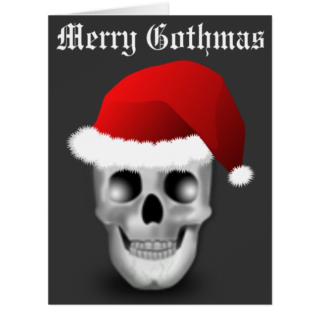 Cartão Grande Feliz de Natal de Gothmas Gótico Skull Papa (Frente)
