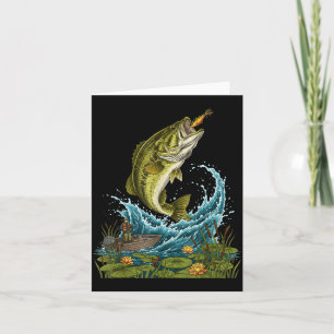 Cartão Grande isca gráfica de peixe saltando para pescado