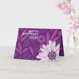 Cartão Grande Margarida Rosa Púrpura Feliz Aniversário No