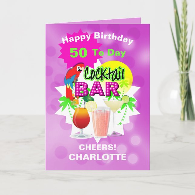 Cartão Grande Milestone Aniversário Anima Bebidas Cocktai (Frente)