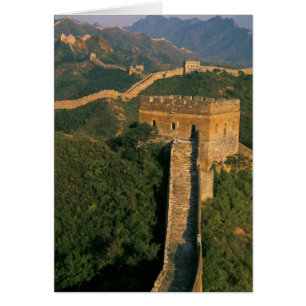 Cartão Grande Muralha serpenteando pela montanha, China