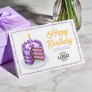 Cartão Grande Negócio de Bolo Vintage Roxo Aniversário