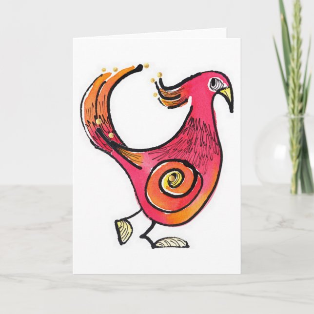 Cartão Grande Notecard Red Bird (Frente)