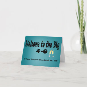 Cartão Grande placa de aniversário de 40 anos 4-0