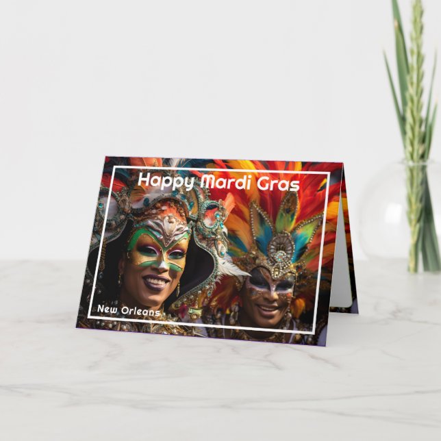 Cartão 💚 💜 💛 Grande Revelação: Mágica Mardi Gras (Frente)