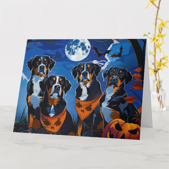 Cartão Grande Spooky de Halloween na Suíça (Flor Amarela)