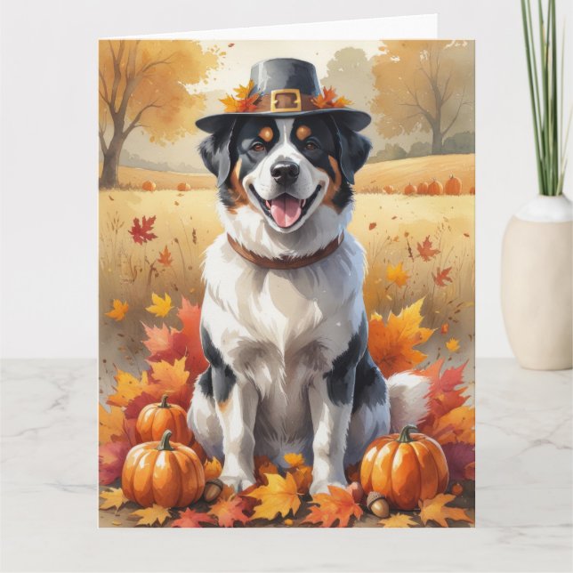 Cartão Grande Suiço de Outono Folha de Graças (Frente)