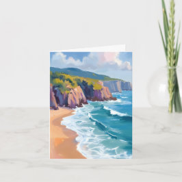 Cartão Grande Sur, Califórnia Aquarela Pintura Oceânica