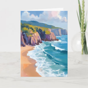 Cartão Grande Sur, Califórnia Aquarela Pintura Oceânica