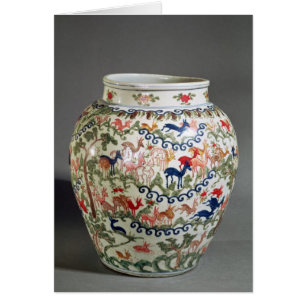 Cartão Grande vaso decorado com cinco cores