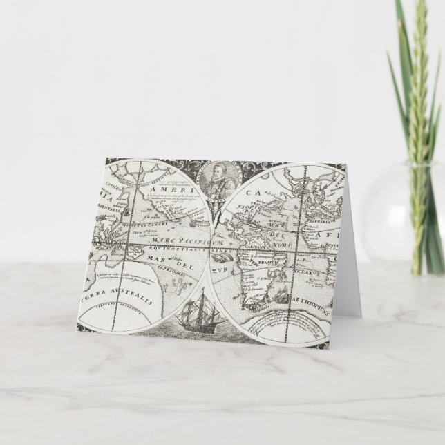 Cartão Grande Voyages Antiguamente Mapa Geral do Mundo (Frente)