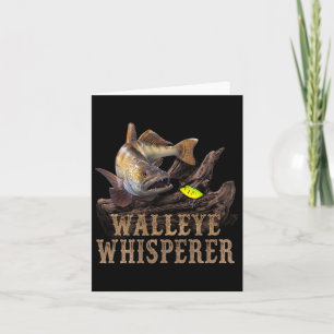 Cartão Grande Walleye Com Caminho De Desenho De Pesca Por
