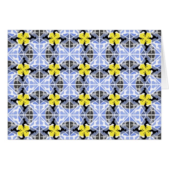 Cartão Grandes dinamarqueses amarelos azuis (Frente Horizontal)