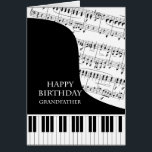Cartão Grandfather Piano and Music Birthday<br><div class="desc">A birthday card for a grandfather who is into piano music. A grand piano with the keys along the bottom of the card. A sheet of music fills the background. A great card for someone who loves music. This is NOT a musical card,  it does NOT play music:</div>