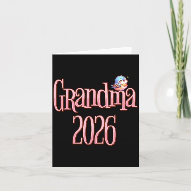 Cartão Grandma 2026 Cute Bird New Grandma Pregnancy Revea (Frente)