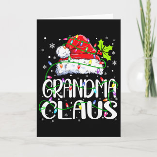 Cartão Grandma Claus Shirt Christmas Lights Pajama Family