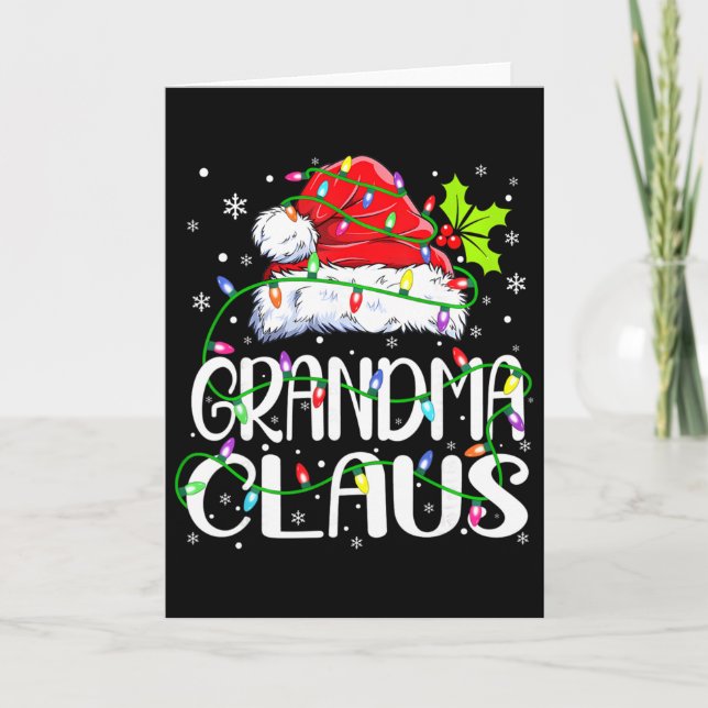 Cartão Grandma Claus Shirt Christmas Lights Pajama Family (Frente)
