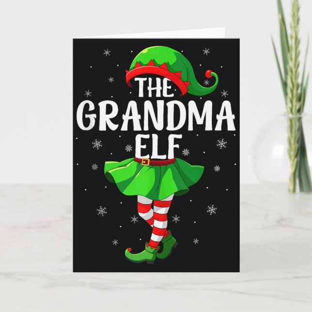 Cartão Grandma Elf Christmas Girls Women Elf Squad Xmas F (Frente)