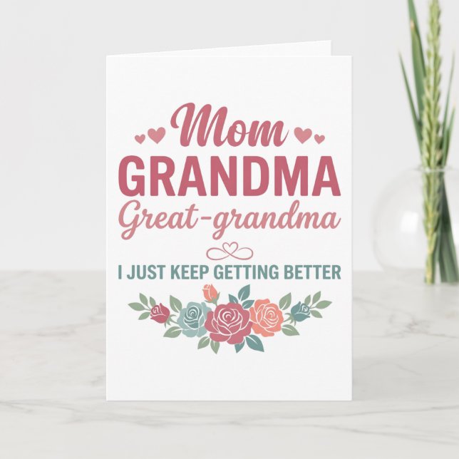 Cartão Grandma for Women Mom Grandma Great Grandma (Frente)