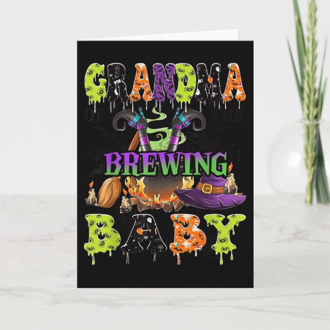 Cartão Grandma Of The Brewing Baby Soky Halloween Baby Sh (Frente)