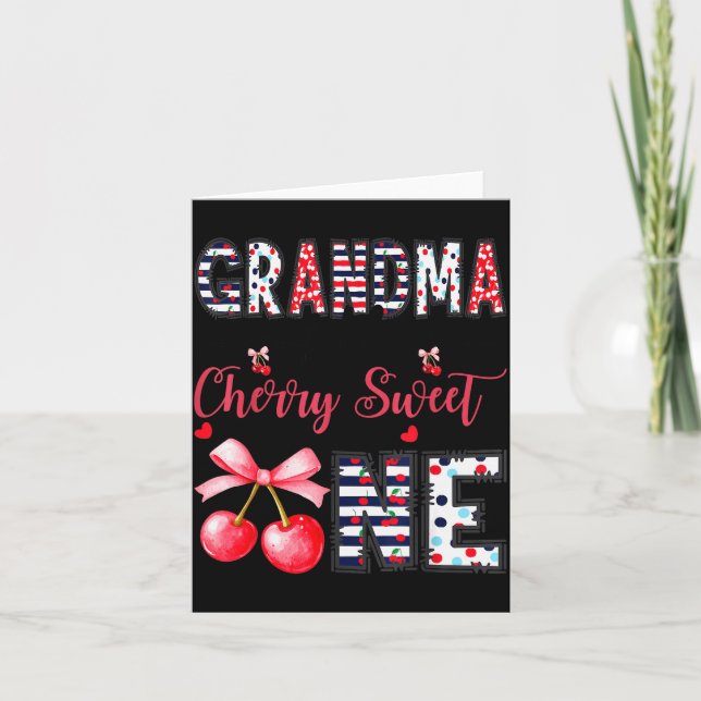 Cartão Grandma Of The Cherry Sweet One Coquette 1st Birth (Frente)