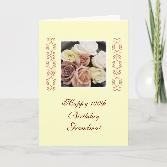 Cartão Grandma's birthday roses pastel (Frente)