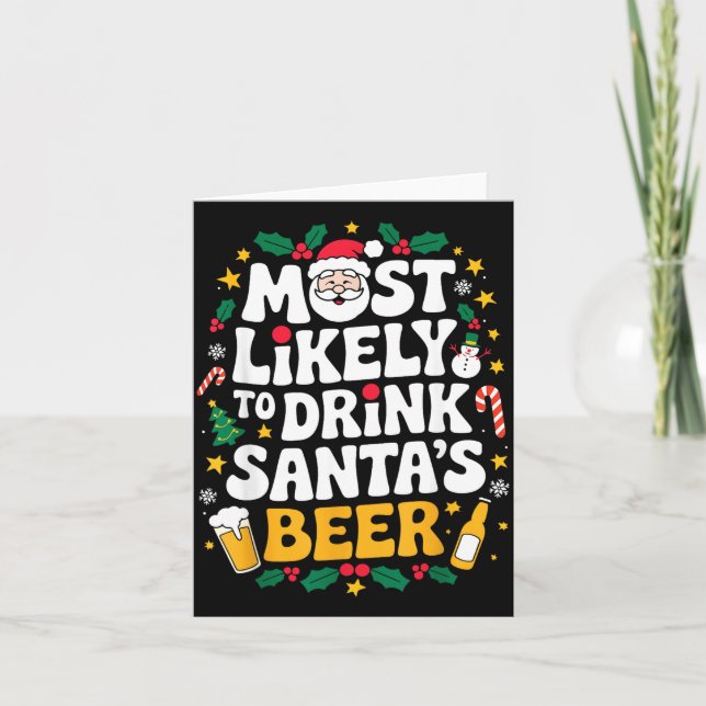 Cartão Grandpa Christmas Men Dad Most Likely To Drink San (Frente)