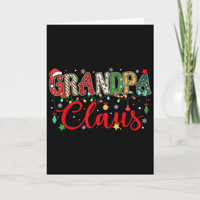 Cartão Grandpa Claus Christmas Lights Pajama Family Match (Frente)