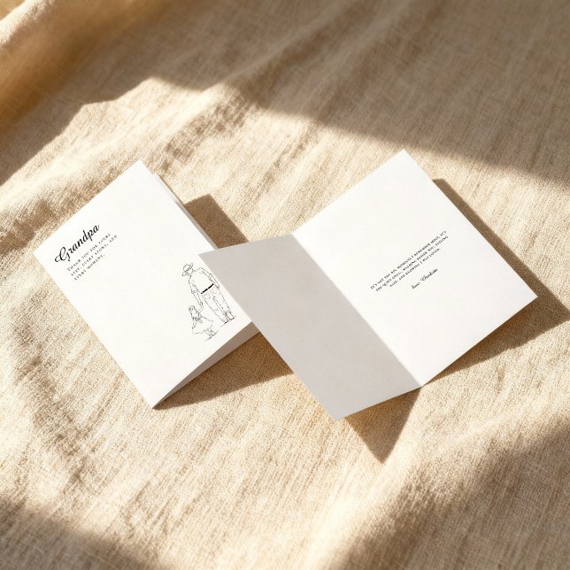 Cartão Grandpa From Granddaughter Minimal Line Art (Criador carregado)